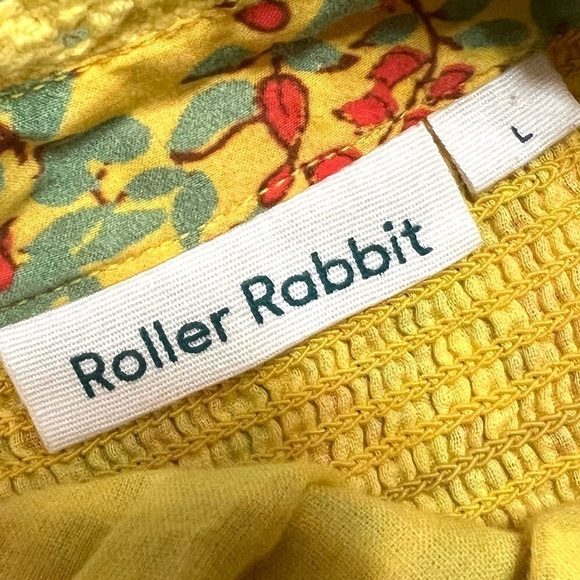 Roller Rabbit Rhody Zarella Silk Blend Yellow Tie Waist Midi Dress Women Large - Picture 16 of 16